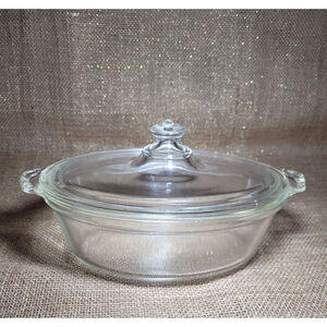 Antique Pyrex Covered Casserole Bowl Baking Dish Coin Mark Logo Knob Handle 1920